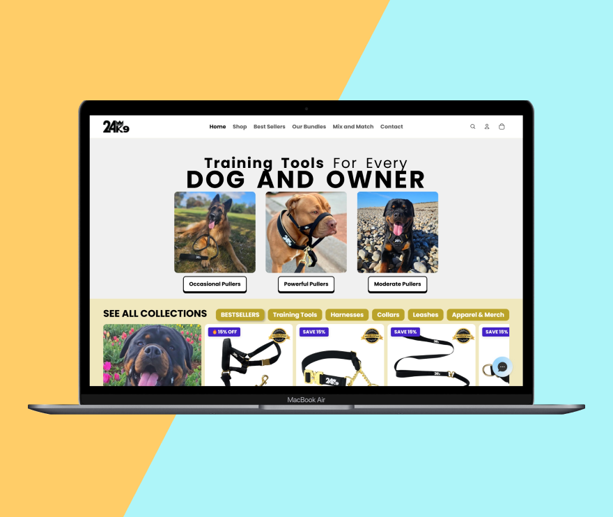 24k9 Shopify Case study - home page mobile version